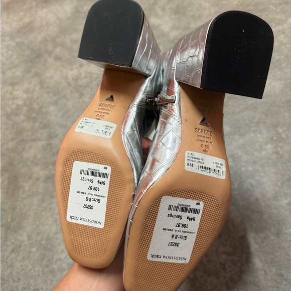 SCHUTZ Metallic Silver Ankle Boots - Picture 5 of 6